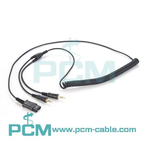 Cavo a spirale per PC a disconnessione rapida con doppia spina da 3,5 mm