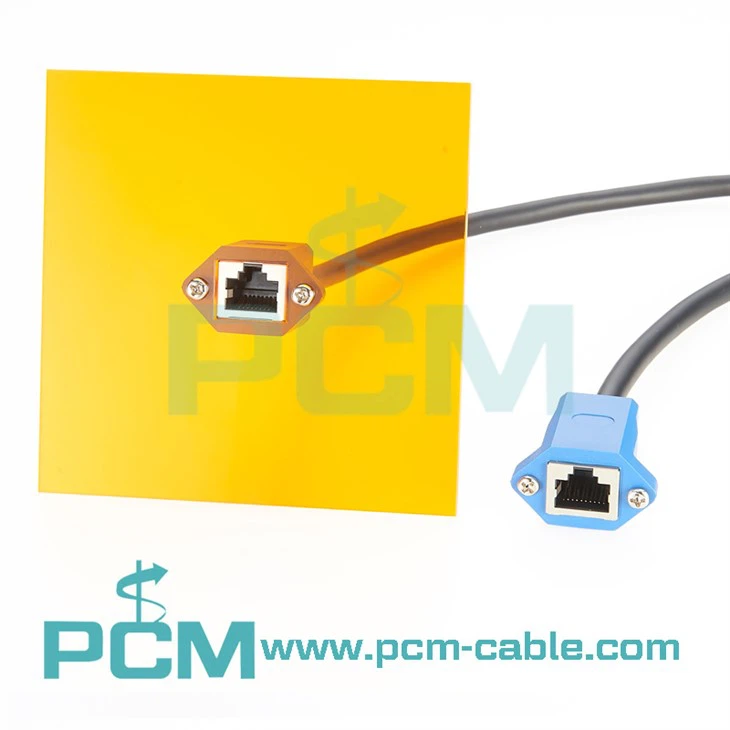 RJ50 10P10C Panel Mount Ethernet Extension Cable chassis mount cabinet mount