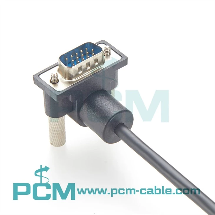 Low Profile HD15 VGA Cable 90° Up & Down Angled Male-to-Male