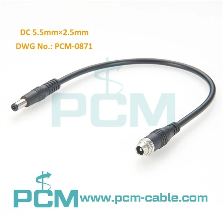 DC Panel Mount Power Cables – 5.5×2.1mm & 5.5×2.5mm, 8mm Hole