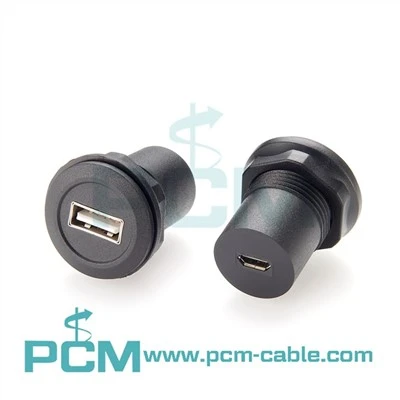 Adattatore per montaggio a pannello rotondo da USB A Jack a Micro USB B Jack