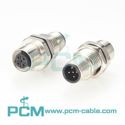 M12 B-Codice 5 pin maschio-femmina connettore passaparete
