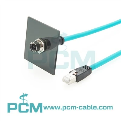 M12 X CODICE 8 POSIZIONE DEMMA da femmina a RJ45 Cavo CAT6A per l'applicazione di automazione della rete di sensore di attuatore industriale